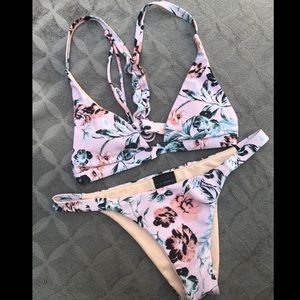 LA Hearts pink floral bikini